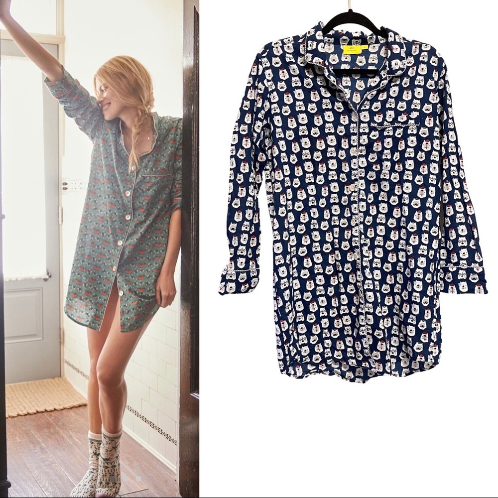 Roberta Roller Rabbit Blue Bearry Holidays Sleep Tunic Size Small